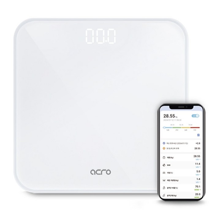 아크로 스마트 체지방 블루투스 체중계, 1개, 화이트, ibody200