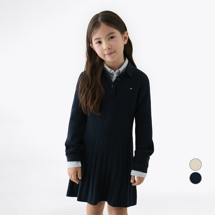 타미힐피거 케이블 스웨터 면 원피스