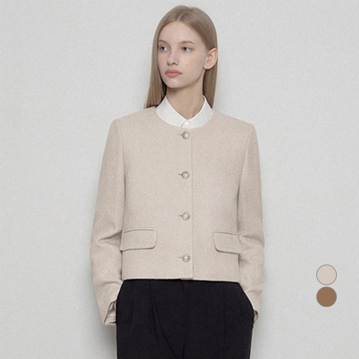 리스트 여성용 블렌드 트위드 울 크롭 자켓 TWWJKO70070