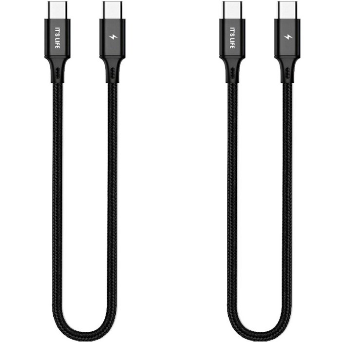 이츠라이프 칸쿤 USB C to C 고속 충전케이블 60W PD 1.2m, 블랙, 2개 이츠라이프 칸쿤 USB C to C 고속 충전케이블 60W PD 1.2m, 블랙, 2개
