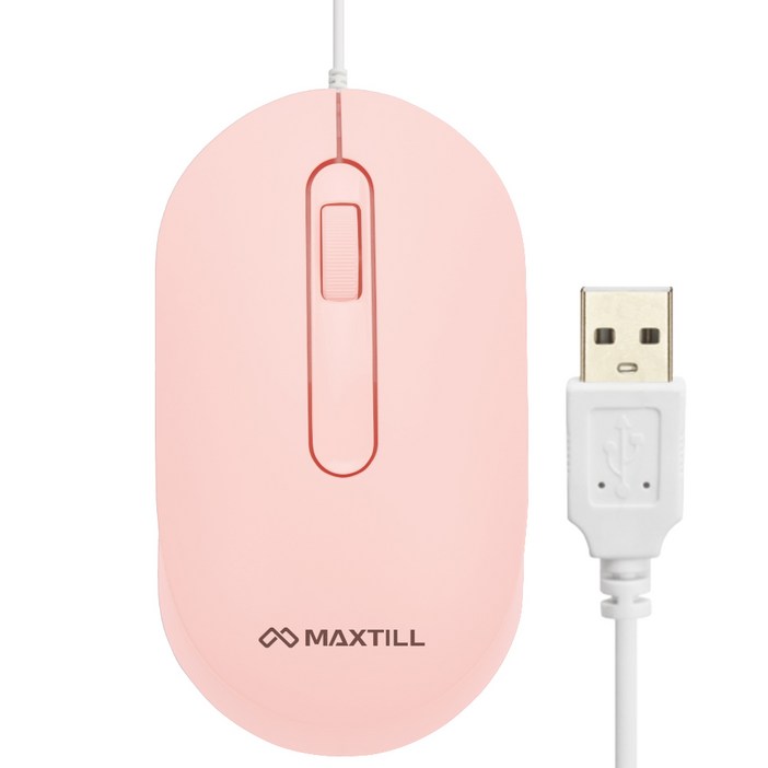 맥스틸 USB 저소음 유선 마우스 MO-M303U, MO-303U, 핑크