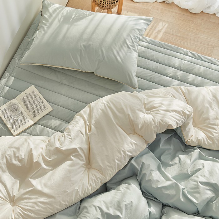 파르페by알레르망 국내 제조 펠리스 고밀도면 바이오워싱 차렵이불+베개커버 세트