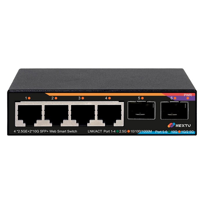 넥스트유 4포트 2.5G + 10G 2SFP 멀티기가 웹스마트 스위치 허브 스재미