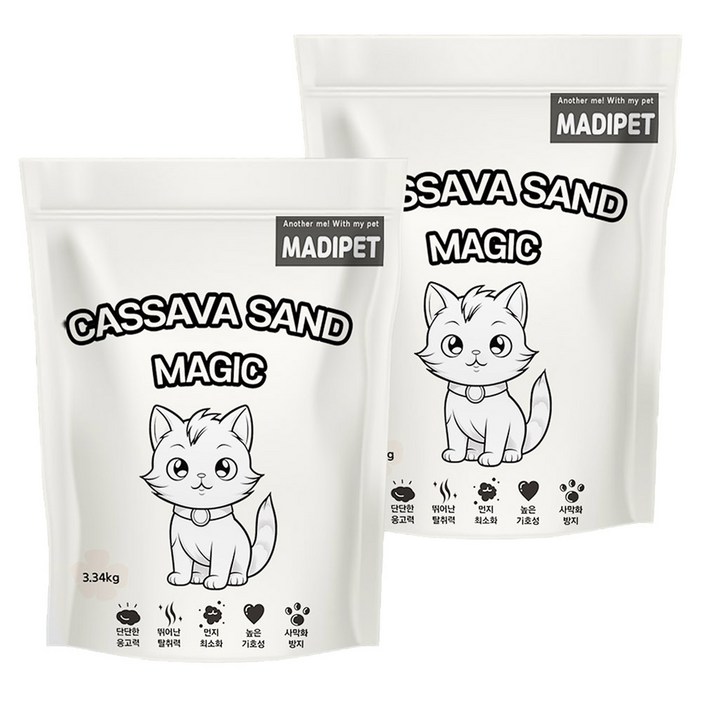 메디펫 고양이 카사바 모래, 10L, 3.34kg, 2개, 무향