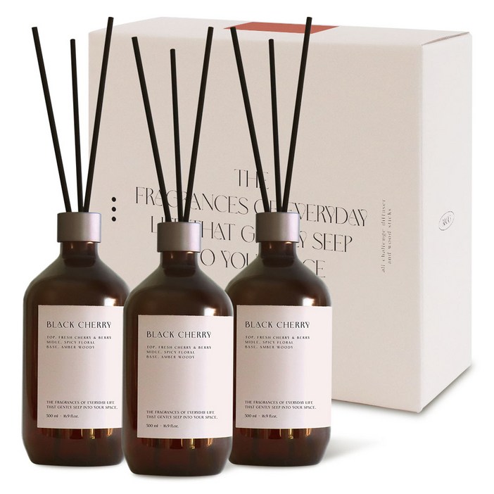 올챌린지 디퓨저, 블랙체리, 500ml, 3개