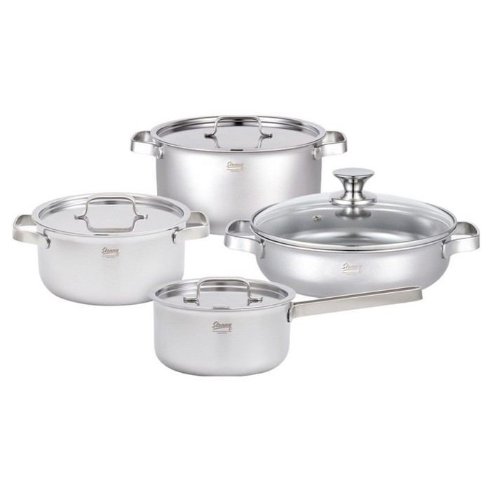 스테니 인덕션 무연마제 통5중 스테인리스 냄비세트 4개, 편수 16cm  양수 20cm  전골 24cm  곰솥 24cm, 1개