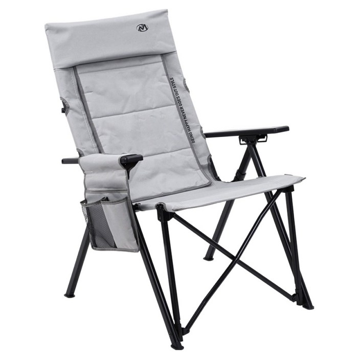 LIBERO 다우닝 리클라이닝 체어 각도조절 캠핑의자, 라이트 그레이, 1개