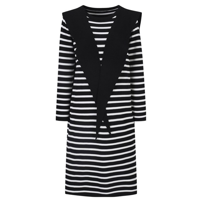 이사베이 스트라이프 긴팔 니트 원피스 + 숄 세트 VJOCI7935