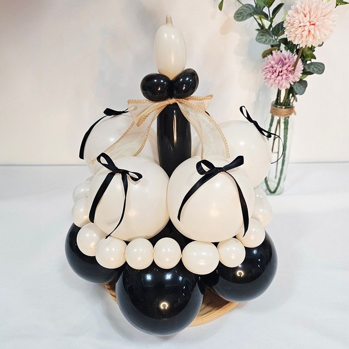 올리브파티 풍선 케이크 모자 만들기 DIY 패키지 세트, 블랙아이보리, 1세트