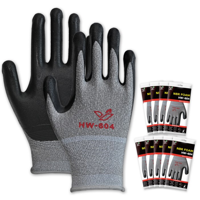한우 NBR 코팅장갑 HW604, 10세트