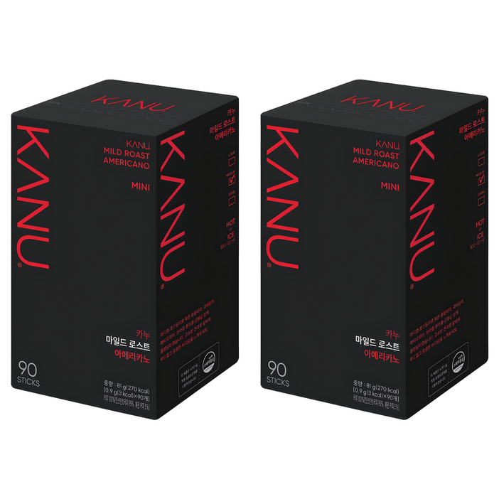 카누 마일드 로스트 아메리카노 미니 원두커피믹스, 0.9g, 90개입, 2개