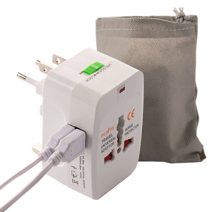 플라이토 여행용 USB 2포트 멀티어댑터 JS1004  파우치