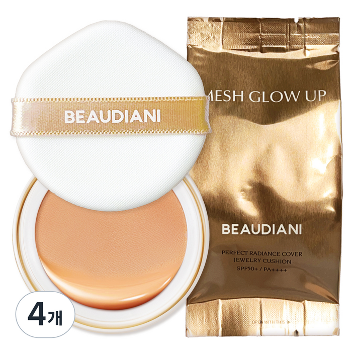 뷰디아니 메쉬 글로우 업 쿠션 파운데이션 리필 12g, 4개, 3호 딥 커버 데일리