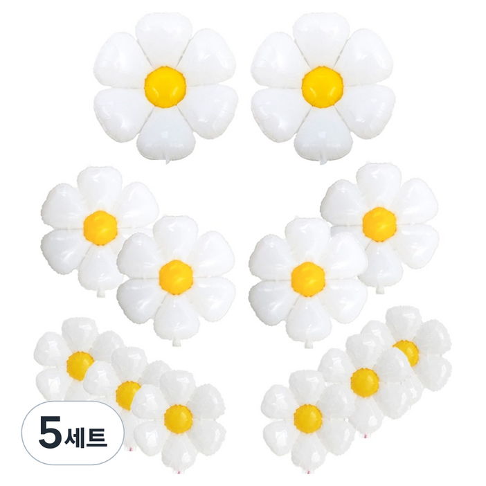 코히모 데이지 꽃 파티 풍선 대형 2p  중형 4p  소형 6p 세트, 5세트, 혼합색상