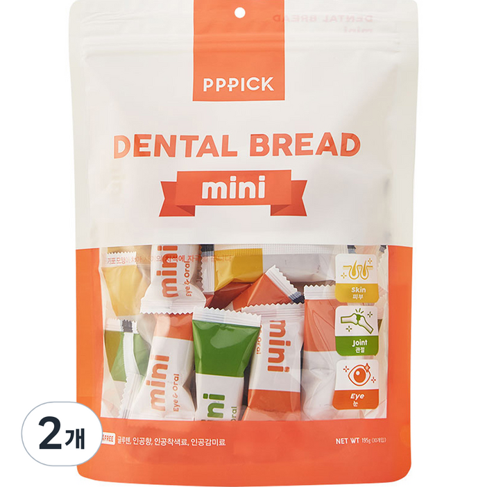 피피픽 덴탈 브래드 미니 강아지껌, 혼합맛보스웰리아피쉬콜라겐결명자, 195g, 2개