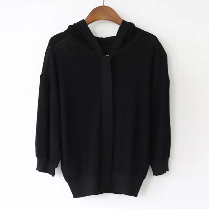 바네사빈 여성용 여름 7부 니트 후드집업 가디건 v00673