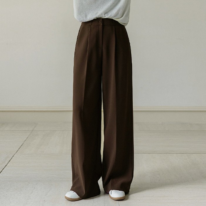 여성용 숏기본롱 기장 포튼 히든밴딩 핀턱 슬랙스 와이드 53SL678