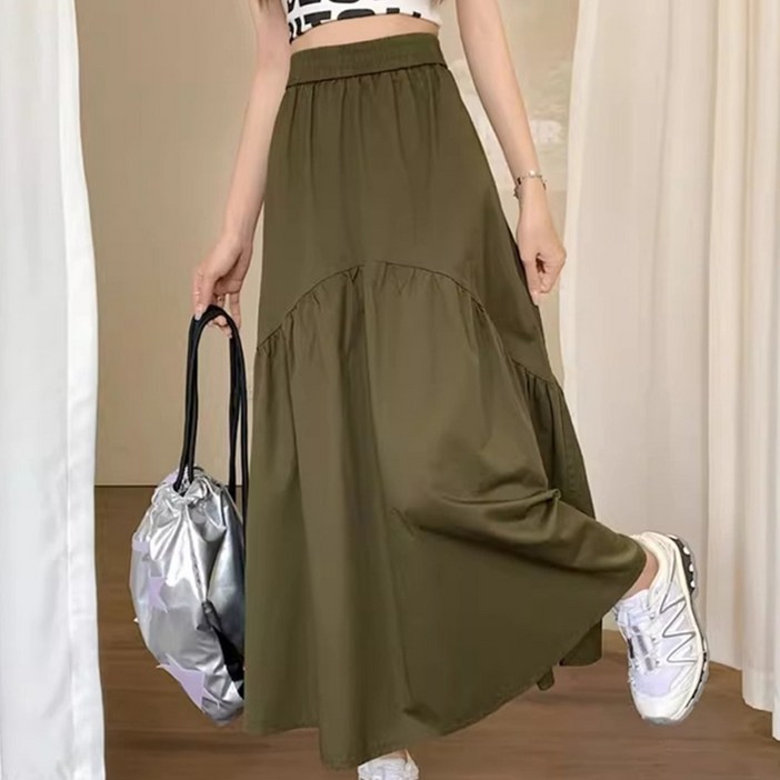 반야스토리 밴딩 플레어 A라인 롱 스커트 QQ1