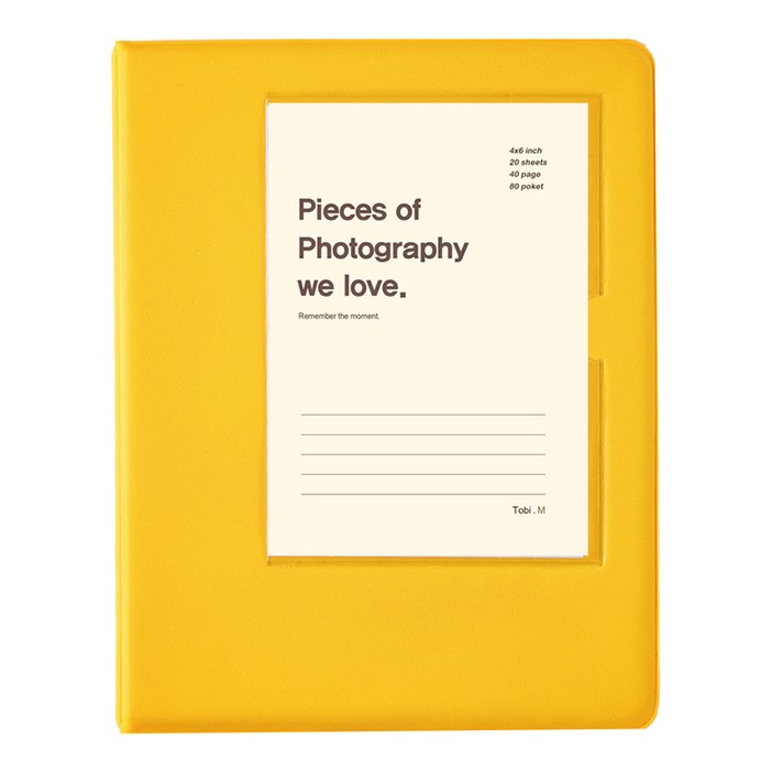 문구백서 비비드 4×6 포켓식 포토앨범, 옐로우백색내지, 40매