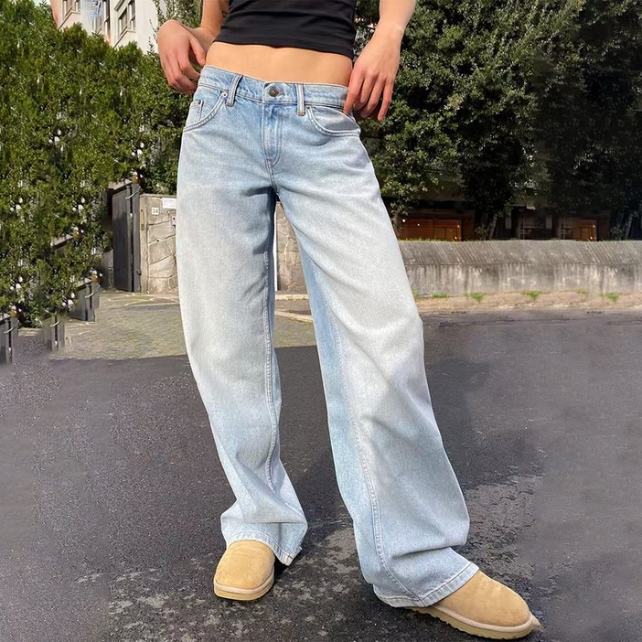 닷이프 여성용 로아 로우라이즈 와이드 데님팬츠