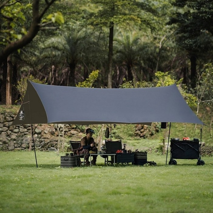 아이라 자외선 차단 방수 실버코팅 아웃도어 캠핑 타프, 블랙