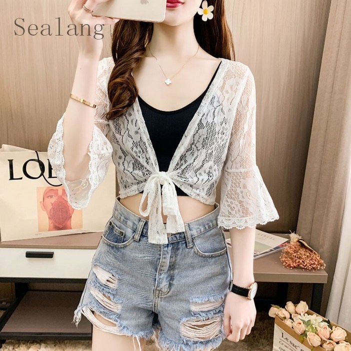 [Sealang]여성 여름 패션 쇼트 레이스 볼레로 카디건 fr8WJ