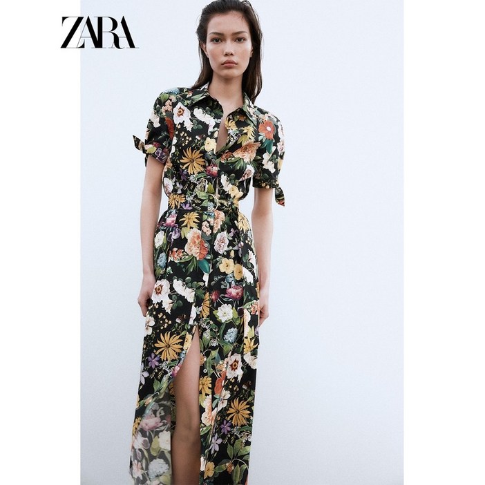 ZARA 자라 여성 레트로 롱 플로럴 원피스 꽃무늬 미디 드레스 2025신상 2944216