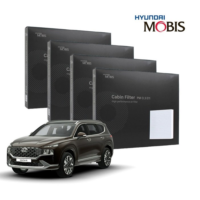 현대모비스 정품 프리미엄 에어컨필터 2년분 4개입 싼타페TM 전용 2018년2020년식 적용, 4개