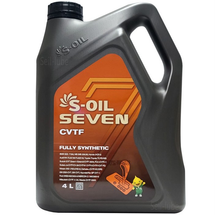 에스오일 세븐 CVTF 무색 4L 1개 100% 합성 CVT 미션오일 (모비스 SP-CVT1 르노 NS3 토요타 FE 혼다 HCF2 벤츠 MB 236.20)