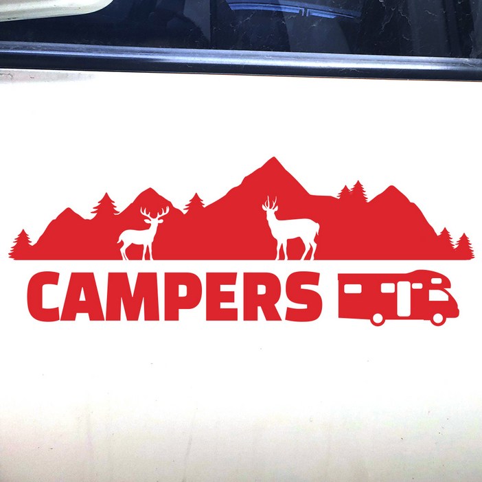 캠핑카 차량용스티커 튜닝 자동차스티커 카라반꾸미기 데칼스티커 10종, 레드, 1개