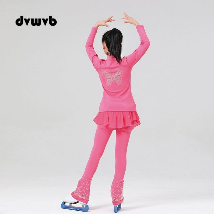 피겨 연습복 키즈 아동 스케이트 어린이 연습의상 아이스 바지 연습복 패드, 1개, 로즈레드 플리스