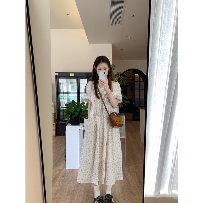 분귤 플라워 밴딩 부드러운 심플 원피스 날씬해 보이는