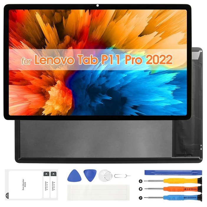 레노버 탭 P11 프로 (2세대) 2022 TB132FU TB138FC LCD 디스플레이 디지타이저 터치 스크린 어셈블리, 수리 키트 포함 (블랙, 11.2인치) 교체, 단일색상, 1개