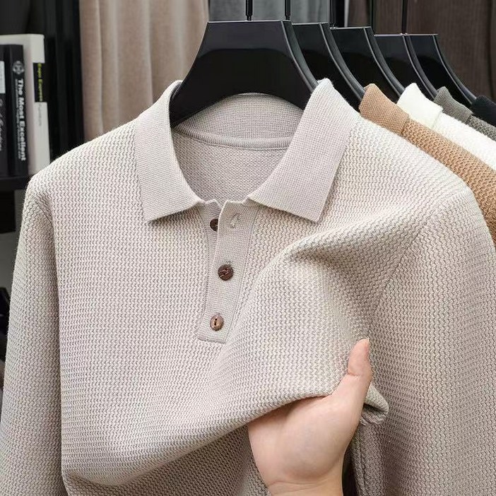 남성 가을 겨울 신사맨 깔끔한 부드러운 카라 긴팔 니트 티셔츠