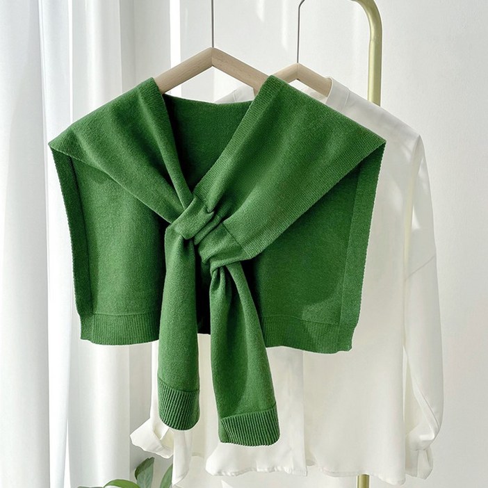 허블리 여성 어깨 숄 가디건 니트 머플러 레이어드