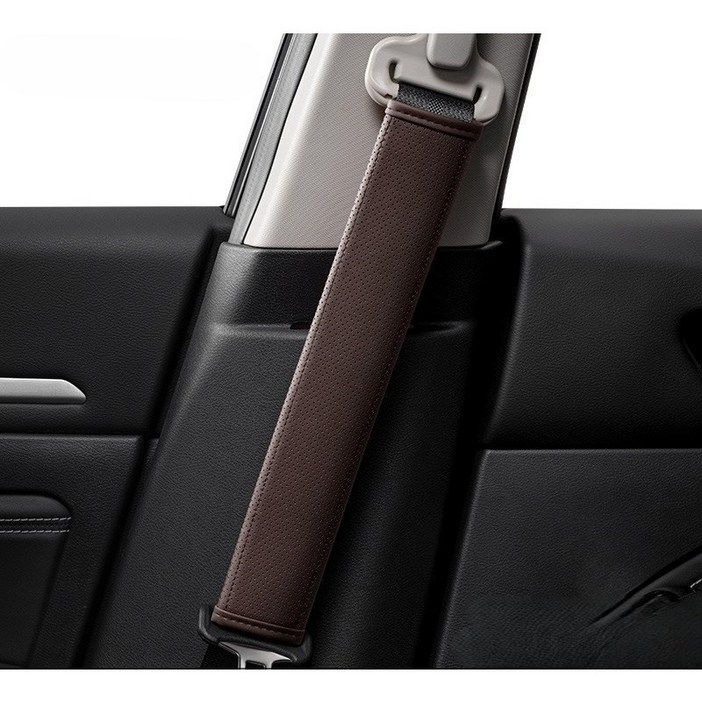 수아즈 목쓸림 방지 고급 안전벨트 커버 가죽 1+1, 2개, 브라운