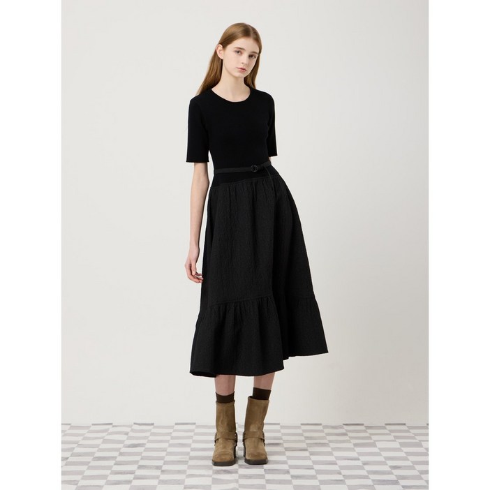 국내백화점 CC콜렉트 원피스 씨씨콜렉트 니트 블록 크링클 C251MSE005 롱원피스 하객룩