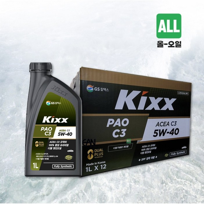 GS KIXX PAO C3 5W40 합성엔진오일 1L, 12개, 5w40