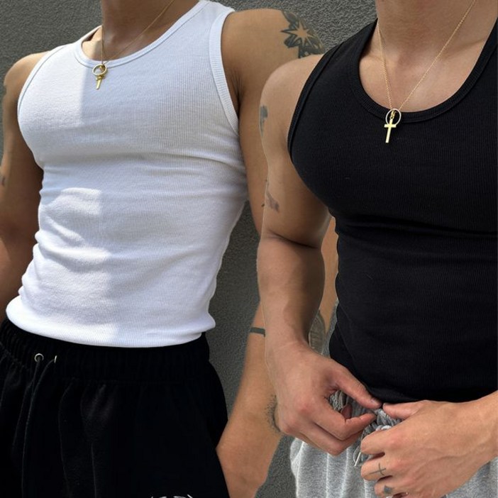 당일출고 머슬핏 골지 나시 2COLOR 민소매 무지나시 헬스나시 짐웨어 운동 고룩