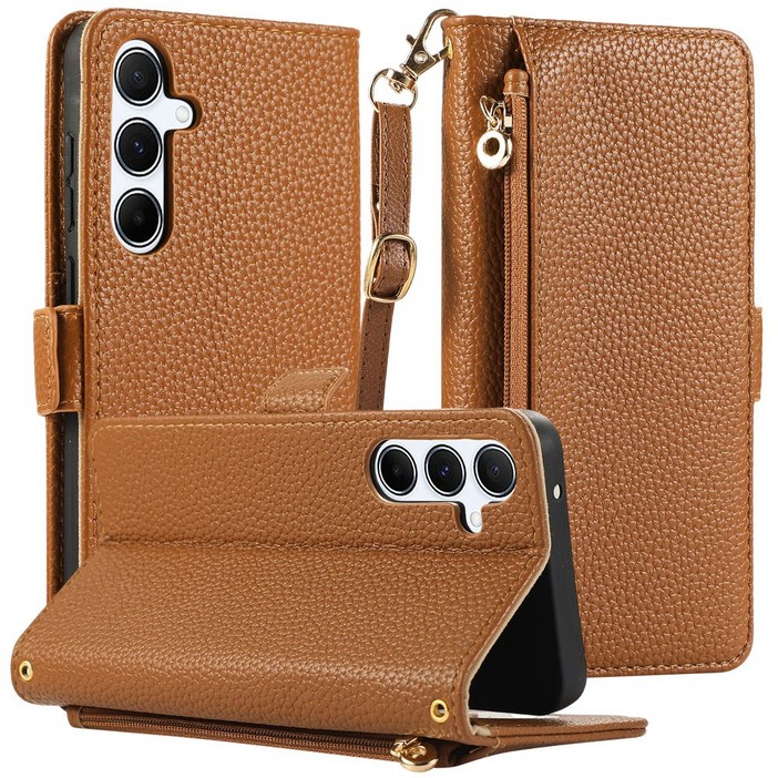 람스 숄더 스트랩 지갑형 가죽 다이어리 휴대폰 케이스