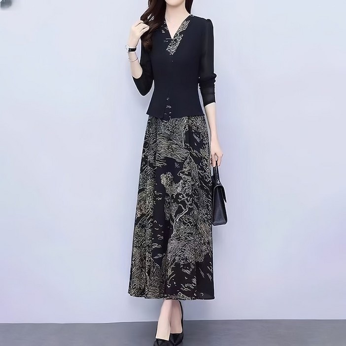 [딜마켓] 상해원피스 / 여성 고급스러운 롱 긴팔 원피스