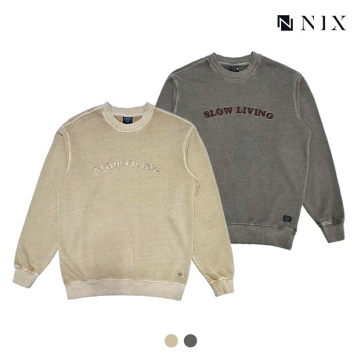 닉스 NIX유니레터링자수 가먼트다잉 맨투맨FNRSCTM761P