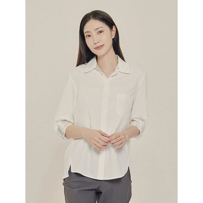 올리비아하슬러 화이트 히든 나염배색 셔츠 OHCMBL105