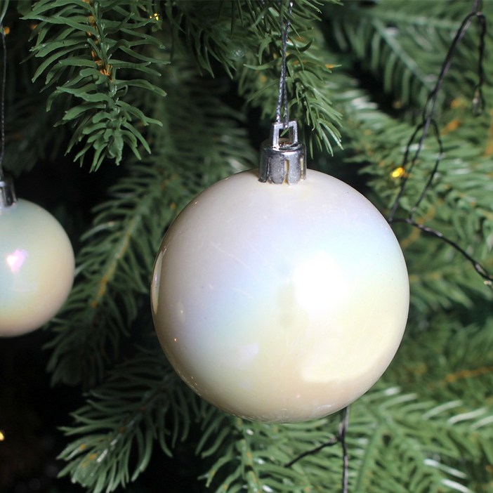 왓위셀 오로라 투명 오너먼트투명 화이트 핑크 홀로그램 크리스마스 트리 장식, 12개, 화이트 오로라