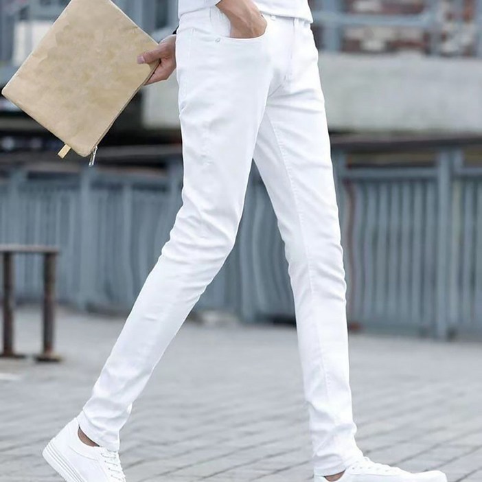 ROYALBELLE 남성용 슬림핏 스판 청바지 데일리 스타일 편안한 스트레치 일자핏 캐주얼 바지 V110522