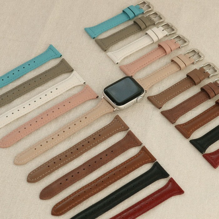 타임스토리 디먼트 애플워치 호환 가죽 스트랩 시계줄 밴드 전 모델 호환, 매트브라운 (커넥터블랙), 1개