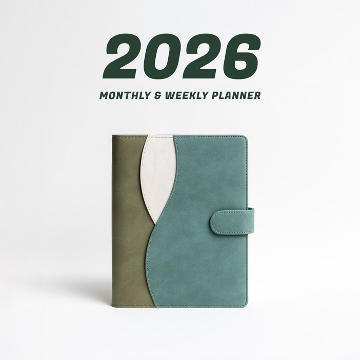 WAVY 프리미엄 6공 비즈니스 2026년 날짜형 다이어리, 올리브 그린 날짜형