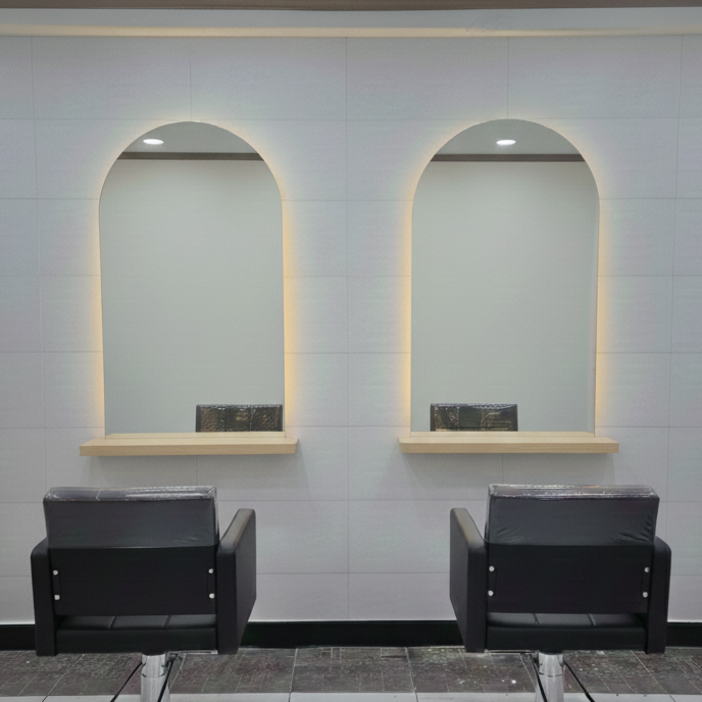 국내생산 아치형 터치스위치 LED3색 600X1200 조명거울 미용실 경대 헤어샵