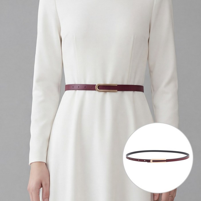 라뷰드 고급 여성 슬림 가죽 원피스 벨트 여자 정장 바지 허리띠 사계절 패션 밸트 와이드 금장 골드 버클 1cm