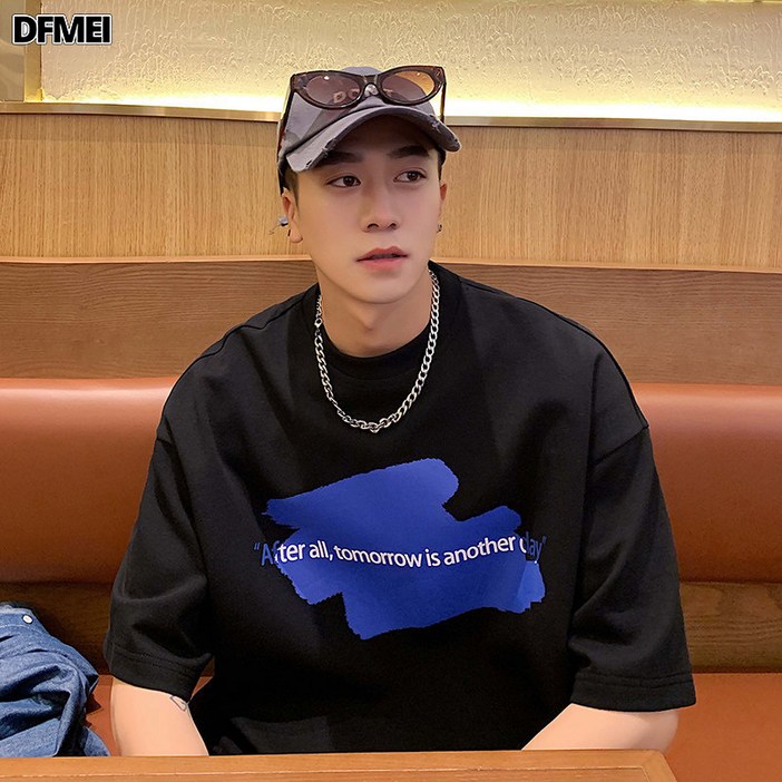 DFMEI 반팔 맨투맨 루즈핏 티셔츠
